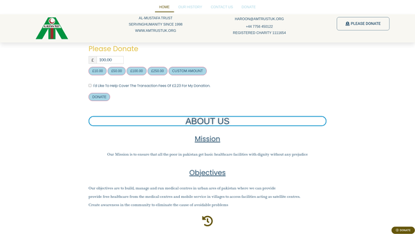 Screenshot of the Al-Mustafa Charitable Trust website