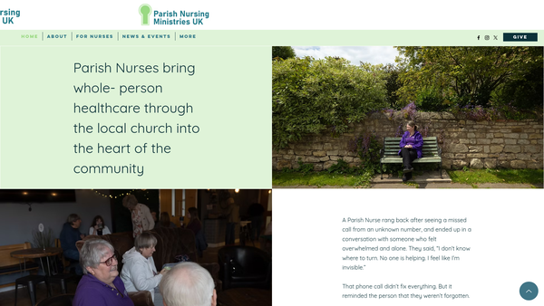Screenshot of the Parish Nursing Ministries UK website