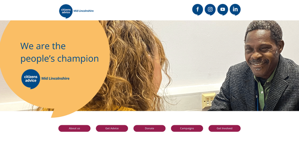 Screenshot of the Citizens Advice Mid Lincolnshire website