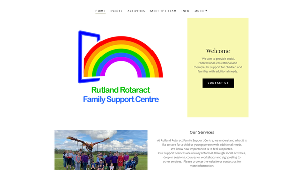 Screenshot of the Rutland Rotaract Family Support Centre website