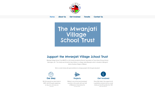Screenshot of the Mwanjati Village School Trust website