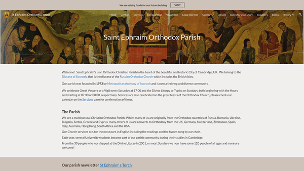 Screenshot of the Orthodox Parish Of St Ephraim The Syrian Cambridge website
