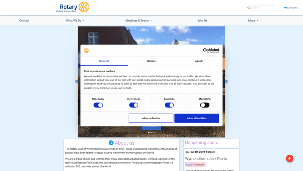 Screenshot of the Rotary Club Of Wymondham Trust Fund website
