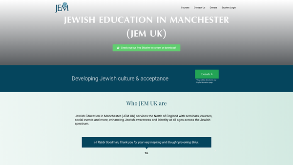 Screenshot of the Jewish Education In Manchester website