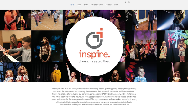 Screenshot of the The Inspire Arts Trust website