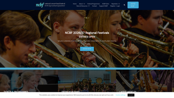 Screenshot of the Ncbf website