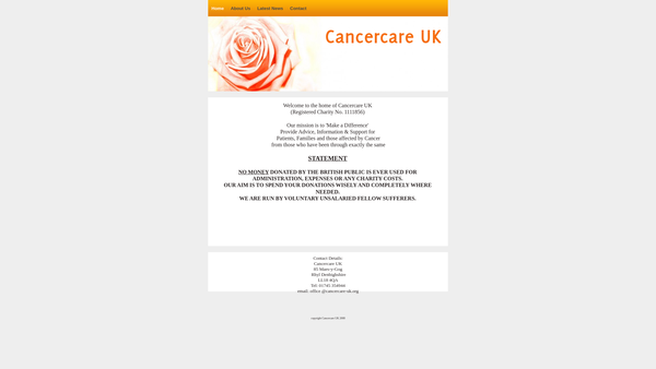 Screenshot of the Cancercare UK website
