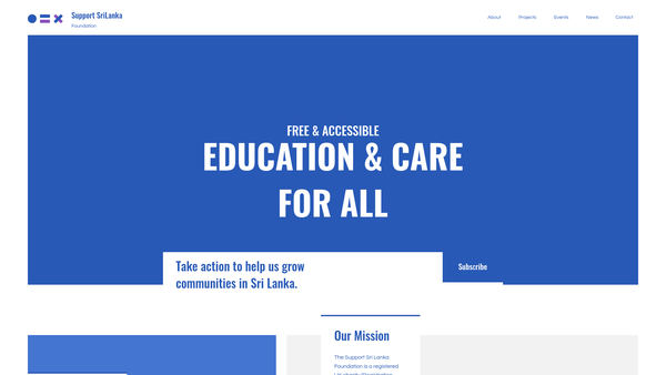 Screenshot of the Support Sri Lanka Foundation website