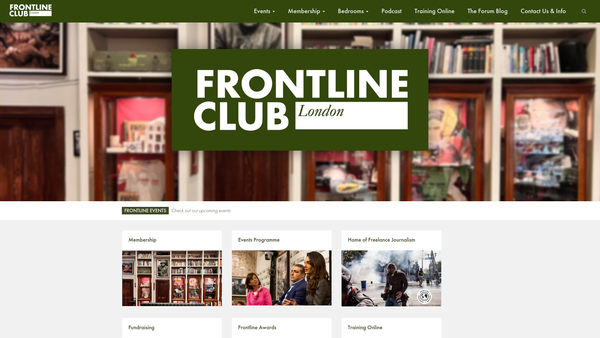 Screenshot of the The Frontline Club Charitable Trust website