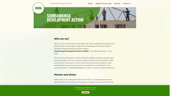 Screenshot of the Sumbawanga Development Action website