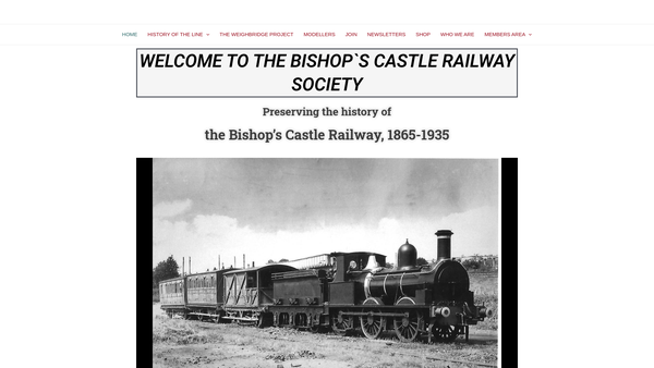 Screenshot of the The Bishop's Castle Railway Society Co Ltd website