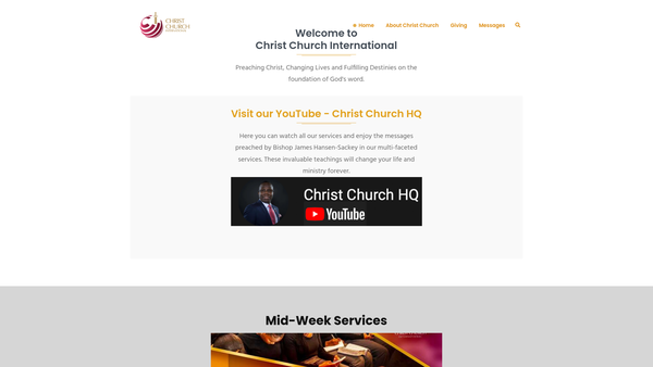 Screenshot of the Christ Church International website