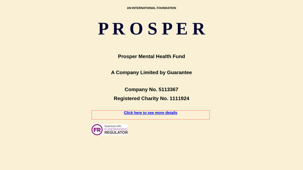 Screenshot of the Prosper Mental Health Fund website