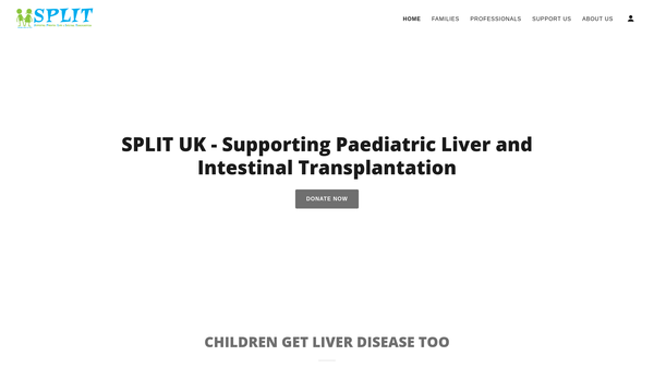 Screenshot of the Split (Supporting Paediatric Liver & Intestinal Transplantation) website