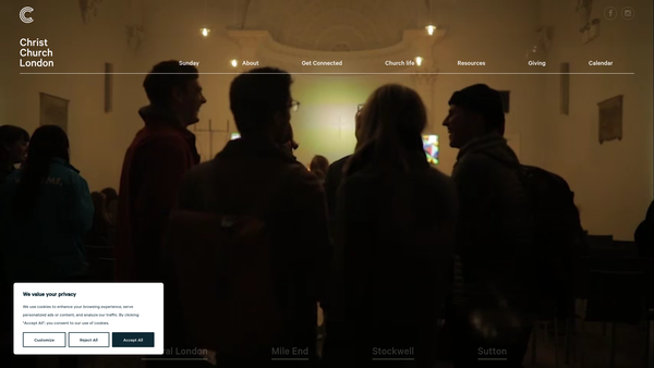 Screenshot of the Christ Church London website