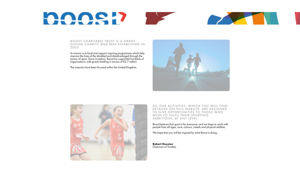 Screenshot of the Boost Charitable Trust website