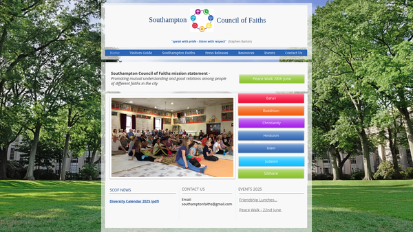 Screenshot of the Southampton Council Of Faiths website