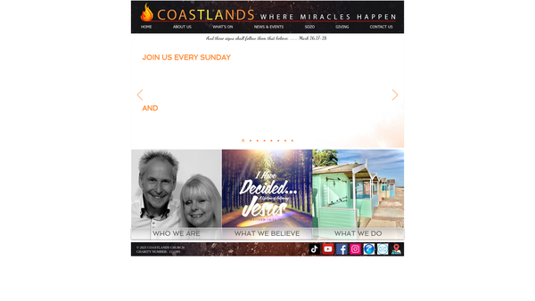Screenshot of the Coastlands Church website