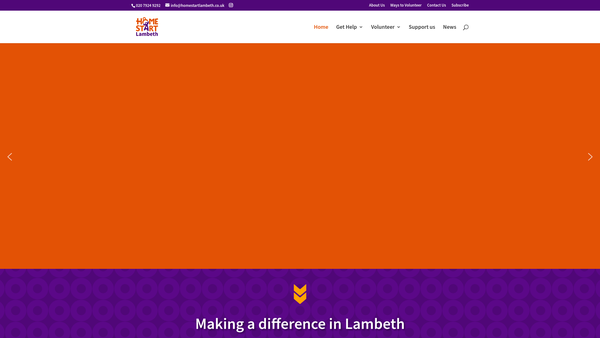 Screenshot of the Home-Start Lambeth website