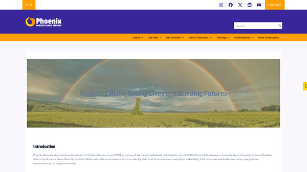 Screenshot of the Phoenix Domestic Abuse Services website