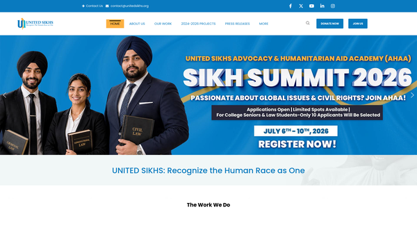 Screenshot of the United Sikhs website