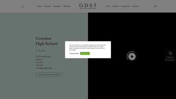 Screenshot of the The Croydon High School Scholarship Trust website