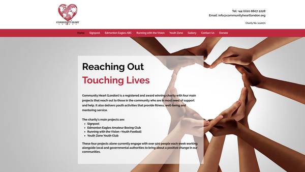 Screenshot of the Community Heart (London) website