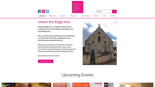 Screenshot of the Wotton Arts Project website