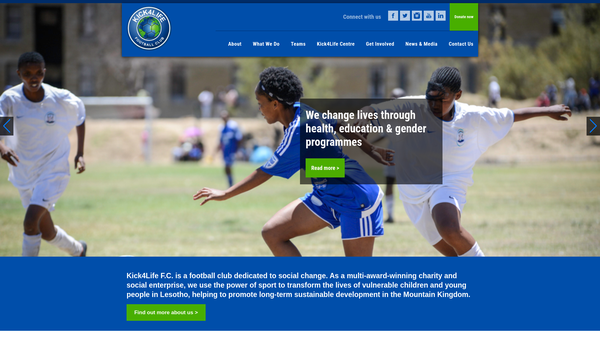 Screenshot of the Kick4life website