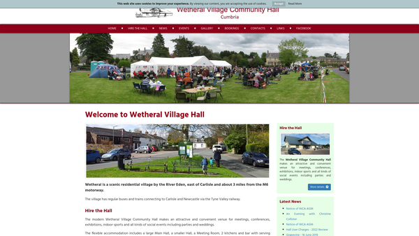 Screenshot of the Wetheral Community Association CIO website