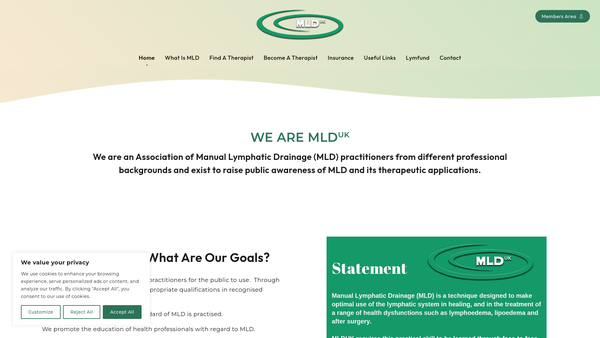 Screenshot of the Mld UK website