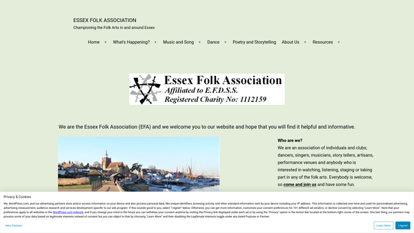 Screenshot of the Essex Folk Association website