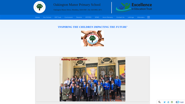 Screenshot of the Oakington Manor Gm School Parent Staff Association website