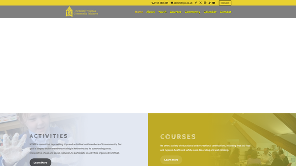 Screenshot of the Netherley Youth And Community Initiative Limited website