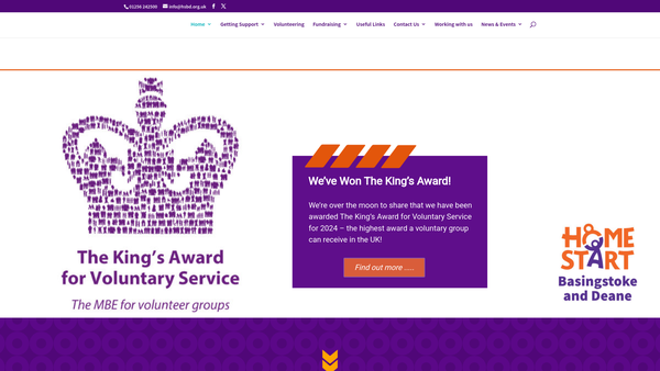 Screenshot of the Home-Start North-West Hampshire website