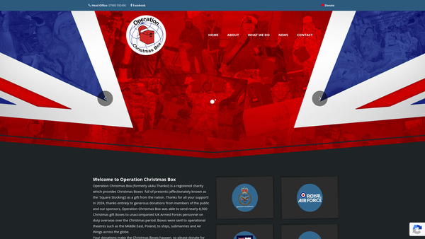Screenshot of the Operation Christmas Box website