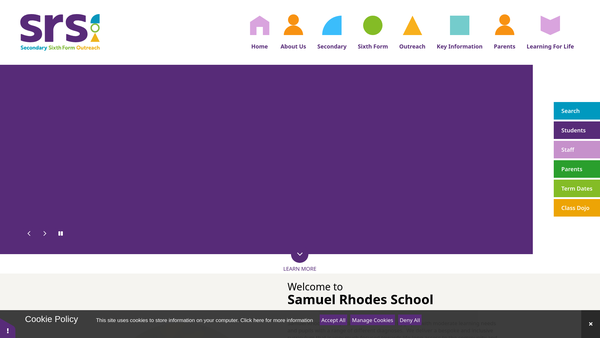 Screenshot of the The Friends Of Samuel Rhodes School website