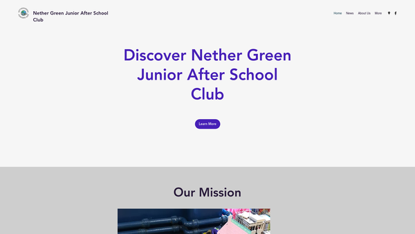Screenshot of the Nethergreen Junior After School Club website