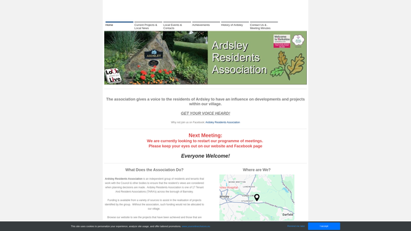 Screenshot of the Ardsley Residents Association Charity website
