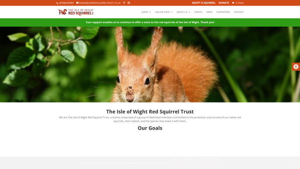 Screenshot of the The Isle Of Wight Red Squirrel Trust website