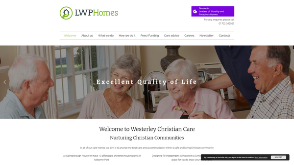 Screenshot of the The Leaders Of Worship And Preachers Homes website