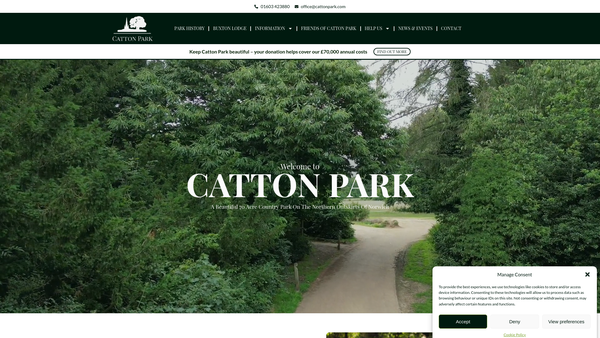 Screenshot of the Catton Park Trust Ltd website