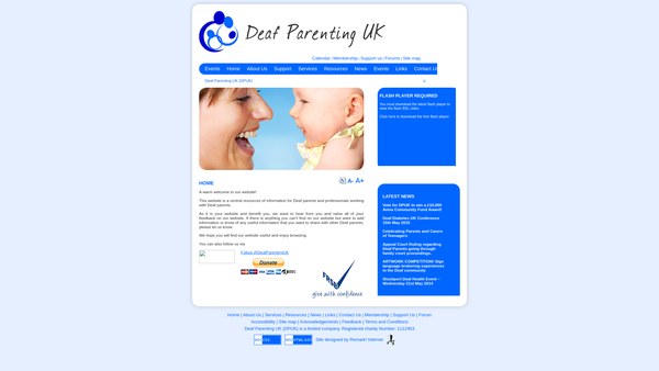 Screenshot of the Deaf Parenting UK website