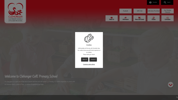Screenshot of the Clehonger Church Of England Primary School PTA website