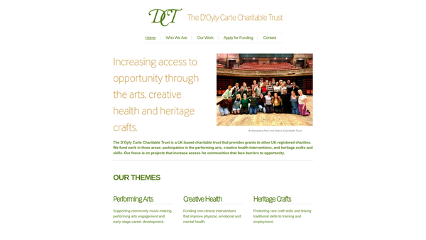 Screenshot of the The D'oyly Carte Charitable Trust website