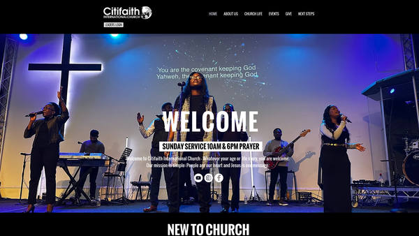 Screenshot of the Citifaith Church website