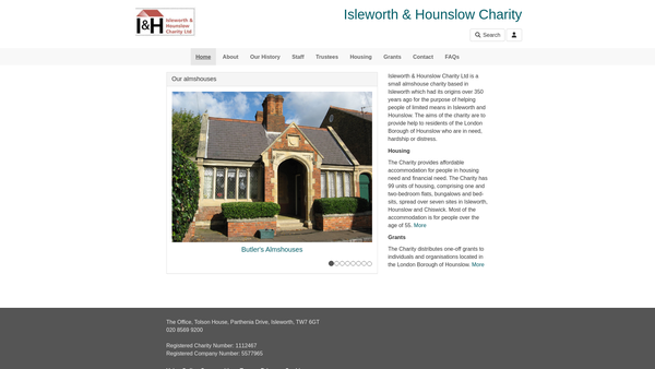 Screenshot of the Isleworth & Hounslow Charity Limited website
