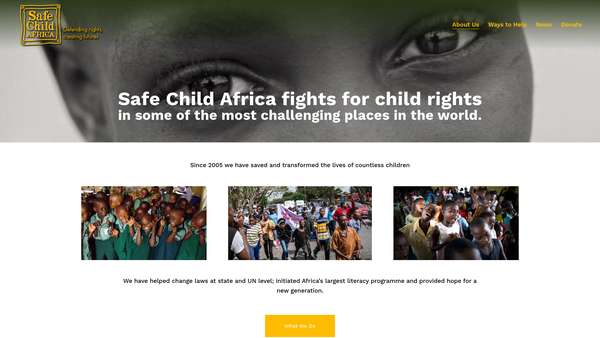 Screenshot of the Safe Child Africa website