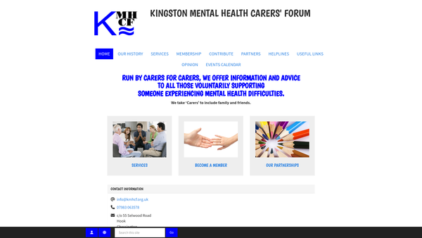 Screenshot of the Kingston Mental Health Carers' Forum website