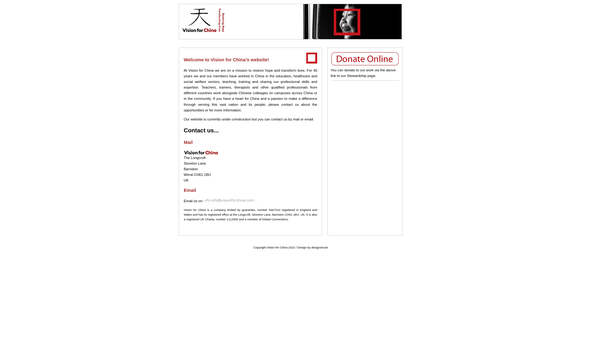 Screenshot of the Vision For China website